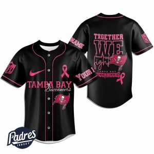 Custom NFL Tampa Bay Buccaneers Breast Cancer Black Baseball Jersey 1