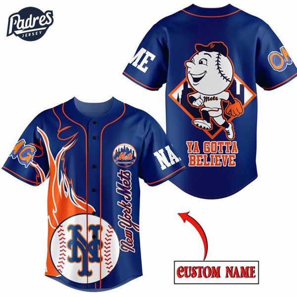 Custom New York Mets Ya Gotta Believe Baseball Jersey 2