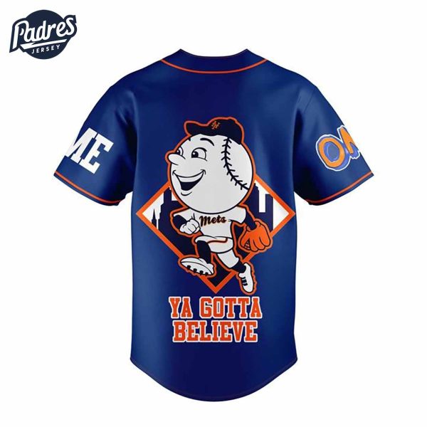 Custom New York Mets Ya Gotta Believe Baseball Jersey 4