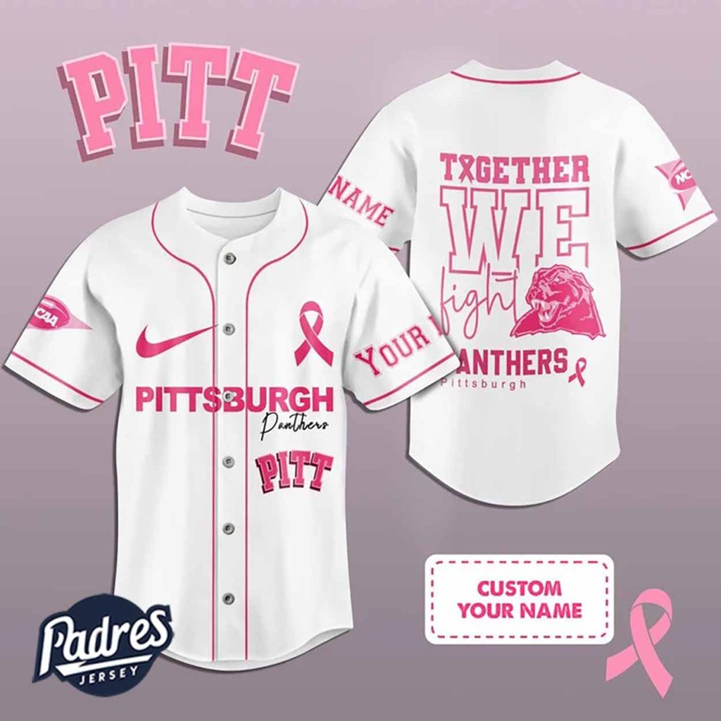 Custom Pittsburgh Panthers Breast Cancer Baseball Jersey