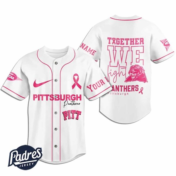 Custom Pittsburgh Panthers Breast Cancer Baseball Jersey 2