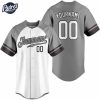 Gray And White Baseball Jersey With Custom Team Printed Name 1