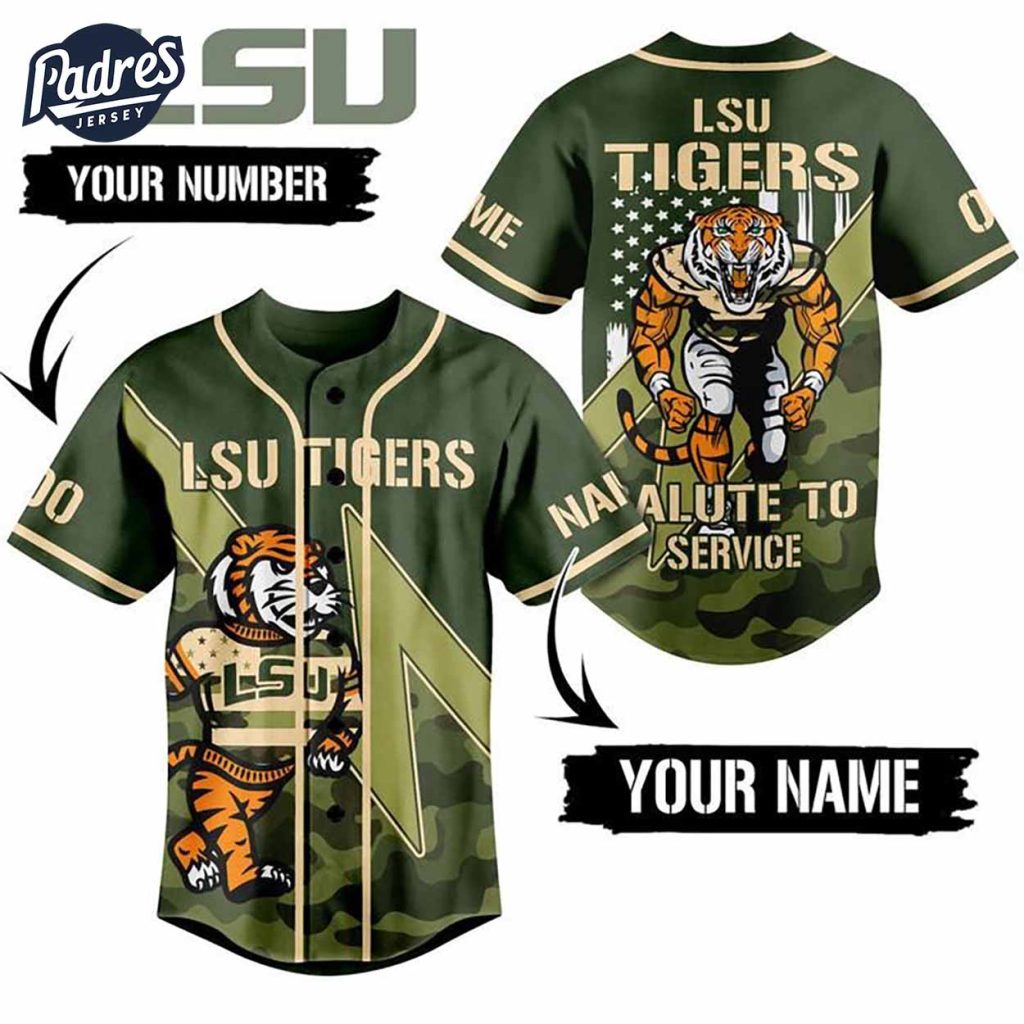 LSU Tigers Salute To The Service Custom Baseball Jersey