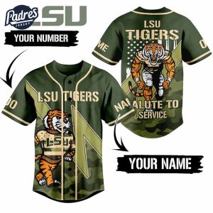 LSU Tigers Salute To The Service Custom Baseball Jersey 1