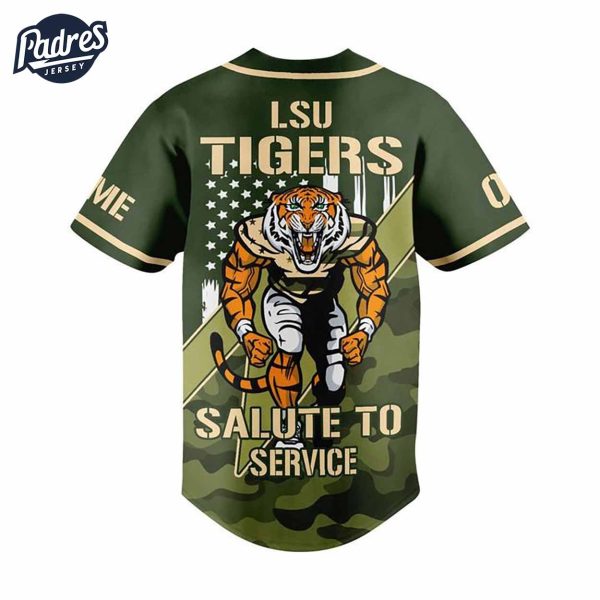 LSU Tigers Salute To The Service Custom Baseball Jersey 3