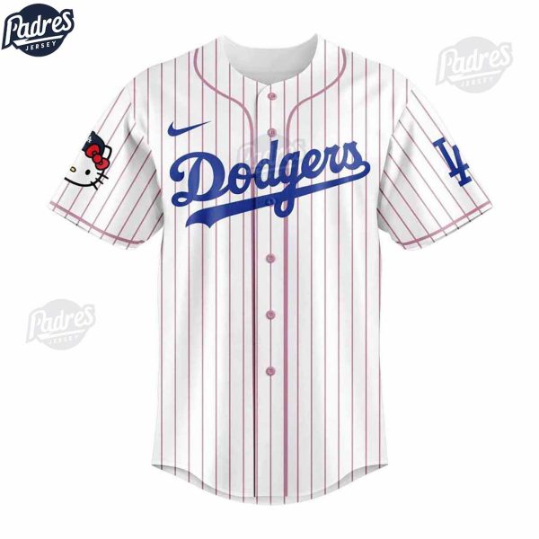 Los Angeles Dodgers x Hello Kitty Night Stripe Baseball Jersey 1