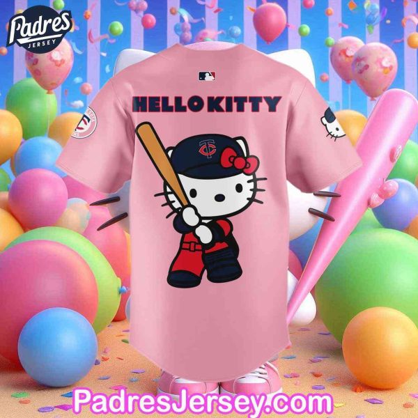 Minnesota Twins Hello Kitty Pink Baseball Jersey 2