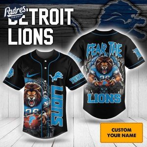 NFL Detroit Lions Fear The Lions Halloween Baseball Jersey 1