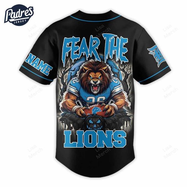 NFL Detroit Lions Fear The Lions Halloween Baseball Jersey 3