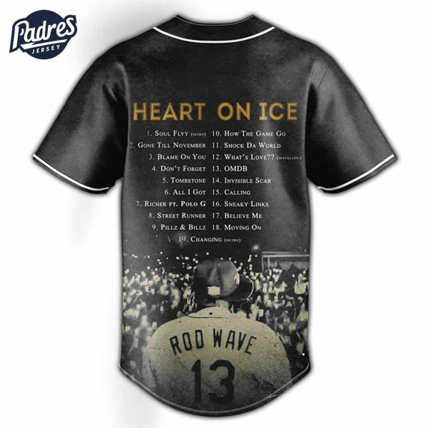 Rod Wave Last Lap Tour Heart On Ice Baseball Jersey 2