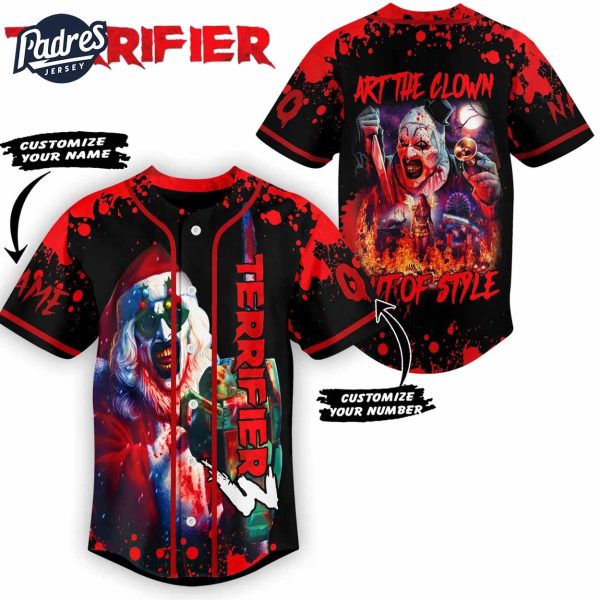 Terrifier 3 Art The Clown Christmas Baseball Jersey 1