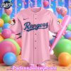 Texas Rangers x Hello Kitty Pink Baseball Jersey 1