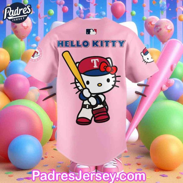 Texas Rangers x Hello Kitty Pink Baseball Jersey 2