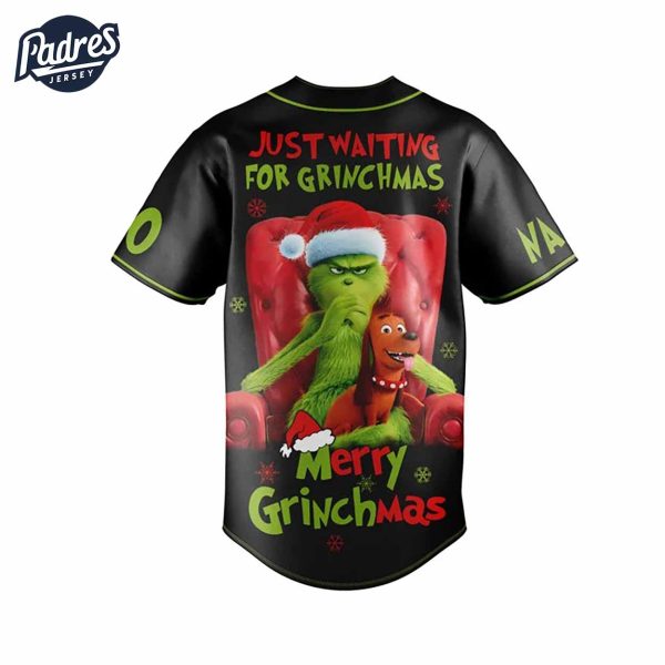 The Grinch Just Waiting For Christmas Custom Baseball Jersey 3