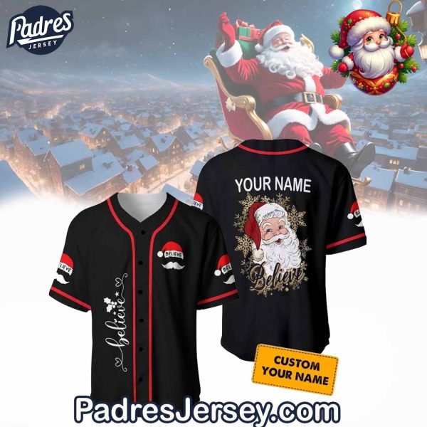 Believe Christmas Santa Baseball Jersey Outfit Custom Name 1