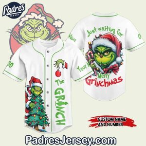 Custom Just waiting for Your Merry Grinchmas Baseball Jersey 1