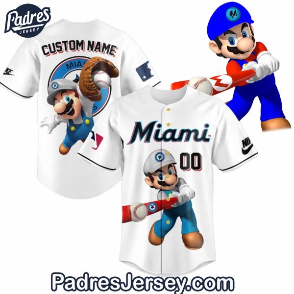 Custom Name Miami Marlins Super Mario Baseball Jersey 1