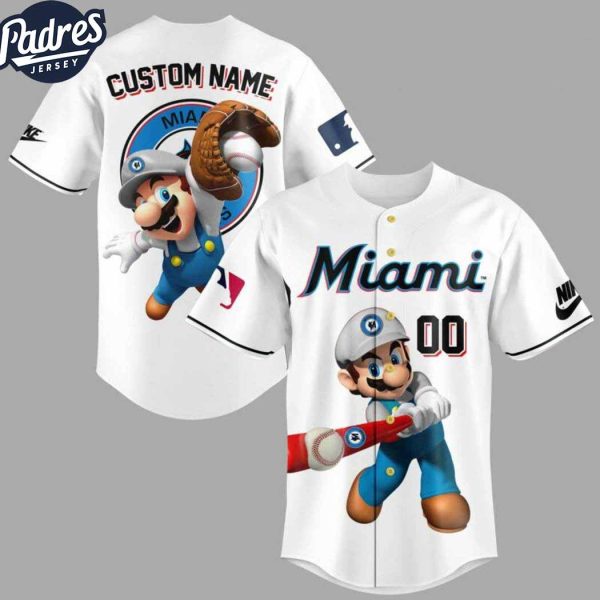 Custom Name Miami Marlins Super Mario Baseball Jersey 2