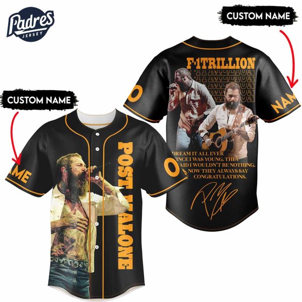 Custom Post Malone F1 Trillion Baseball Jersey For Adults 2