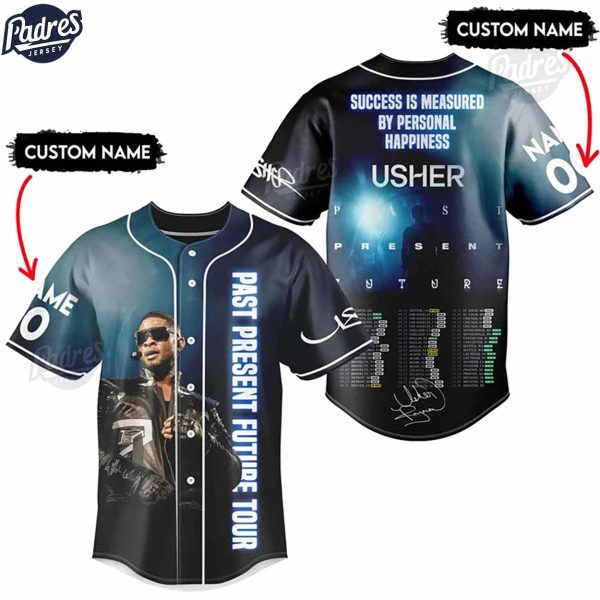 Custom Usher Past Present Future Baseball Jersey 2