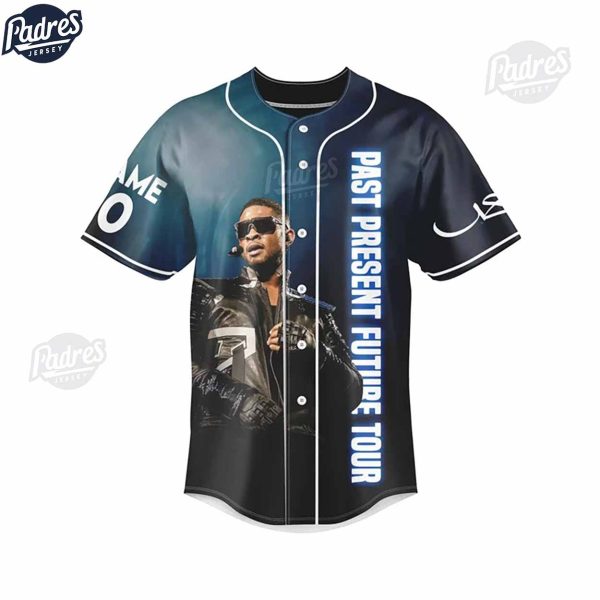 Custom Usher Past Present Future Baseball Jersey 3