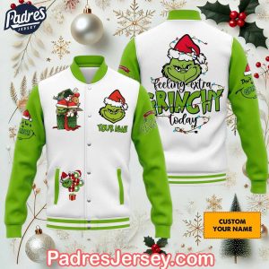 Custom Your Name Feeling Extra Grinchy Today Baseball Jacket 1