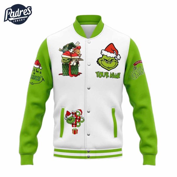 Custom Your Name Feeling Extra Grinchy Today Baseball Jacket 2