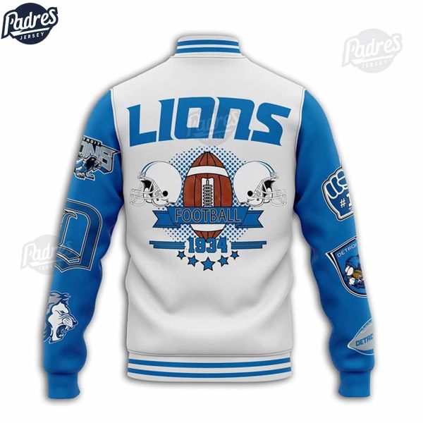 Detroit Lions NFL Baseball Jacket Custom Name 4