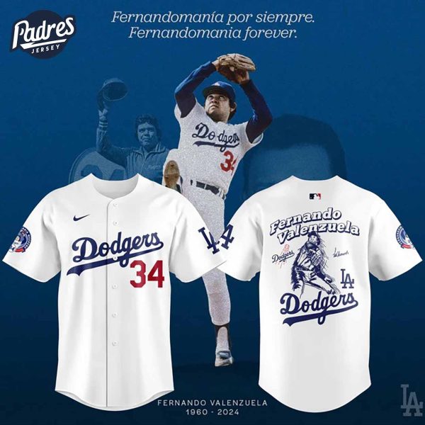 Fernando Valenzuela Los Angeles Dodgers Art Baseball Jersey 2