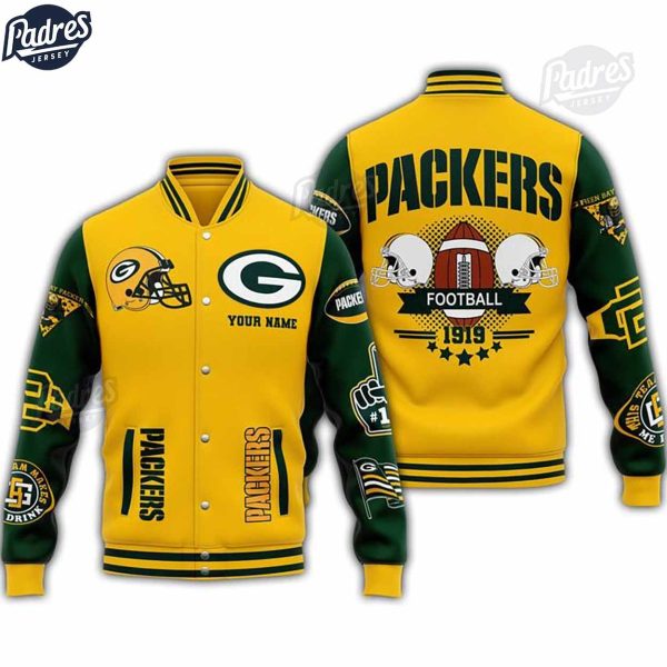 Green Bay Packers NFL Baseball Jacket Custom Name 2