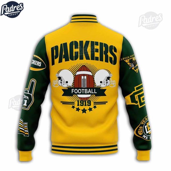 Green Bay Packers NFL Baseball Jacket Custom Name 3