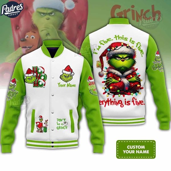 Grinch Ho Ho Ho Christmas Custom Baseball Jacket Outfit 2