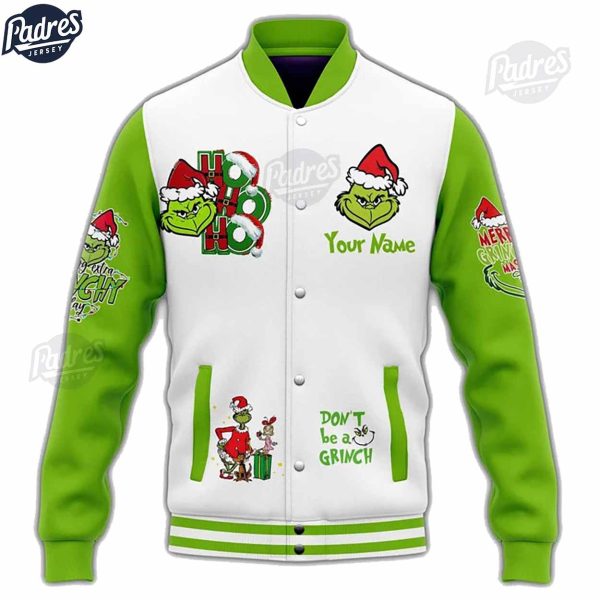 Grinch Ho Ho Ho Christmas Custom Baseball Jacket Outfit 3