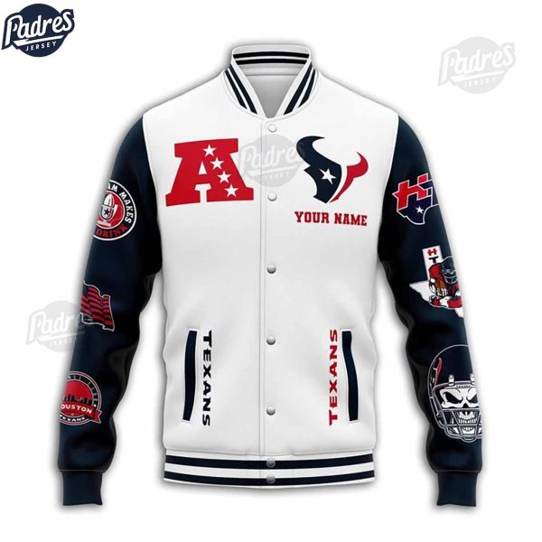 Houston texans NFL Baseball Jacket Custom Name 3