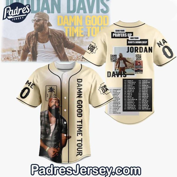 Jordan Davis The Damn Good Time World Tour Custom Baseball Jersey 1