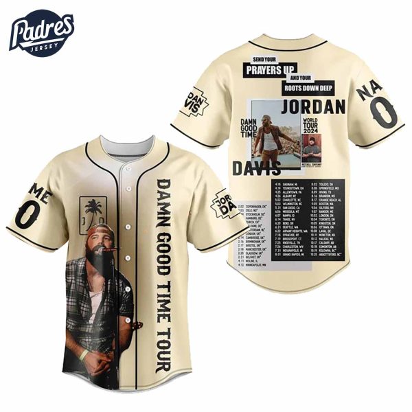 Jordan Davis The Damn Good Time World Tour Custom Baseball Jersey 2