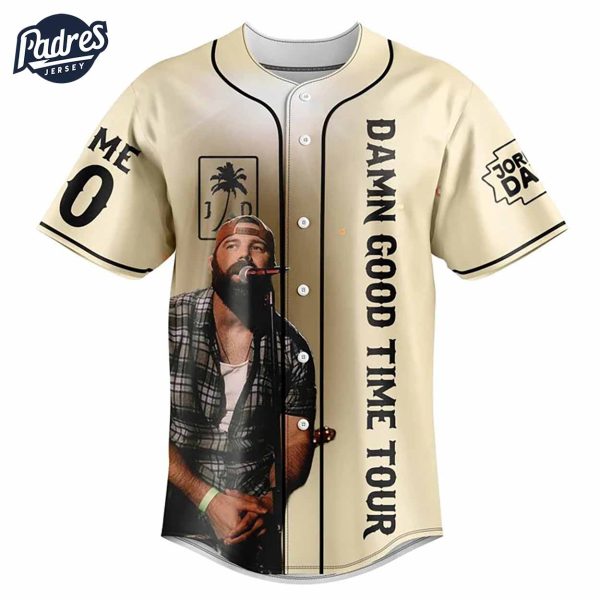 Jordan Davis The Damn Good Time World Tour Custom Baseball Jersey 3