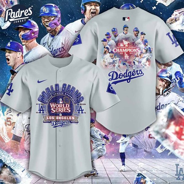 Los Angeles Dodgers 2024 World Series Champions Grey Baseball Jersey 1