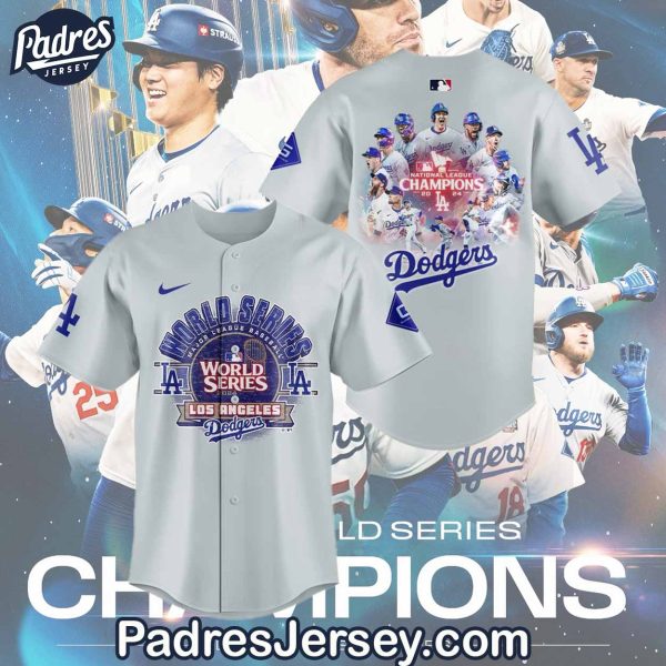 Los Angeles Dodgers 2024 World Series Champions Grey Baseball Jersey 4