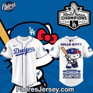 Los Angeles Dodgers World Series Champions 2024 Hello Kitty Baseball Jersey 1