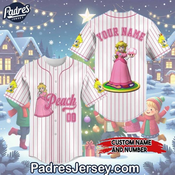 Merry Christmas Super Mario Peach Baseball Jersey Outfit 1