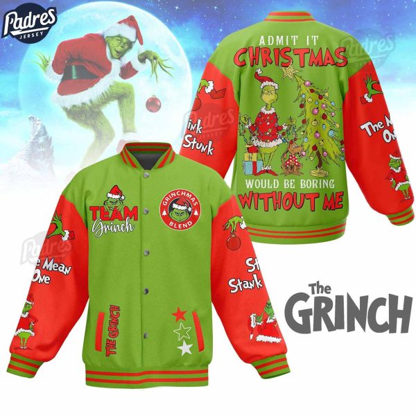 Merry Christmas Team Grinch Baseball Jacket Style 2