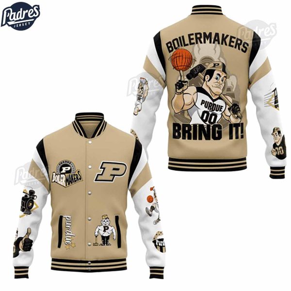 Purdue Boilermakers Basketball NCAA Baseball Jacket 1