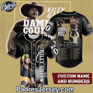 Riley Green Damn Country Music Tour Baseball Jersey Outfit 1