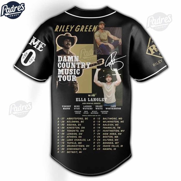 Riley Green Damn Country Music Tour Baseball Jersey Outfit 4