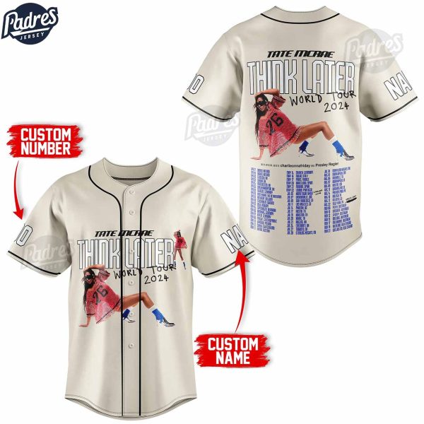 Tate McRae Think Later World Tour 2024 Baseball Jersey For Sale 2