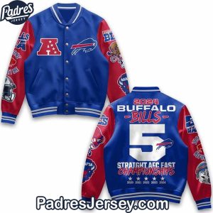 2024 Buffalo Bills Football AFC West Champions 5th Straight Baseball Jacket Outfit 1