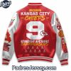 2024 Kansas City Football AFC West Champs 9th Straight Baseball Jacket Outfit 3