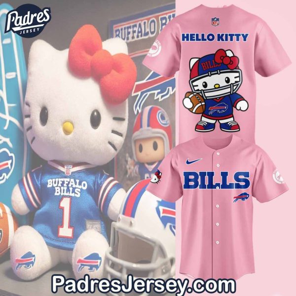 Buffalo Bills Hello Kitty Pink Baseball Jersey Outfit 1