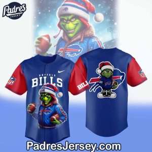 Buffalo Bills x The Grinch Christmas baseball Jersey Outfit 1